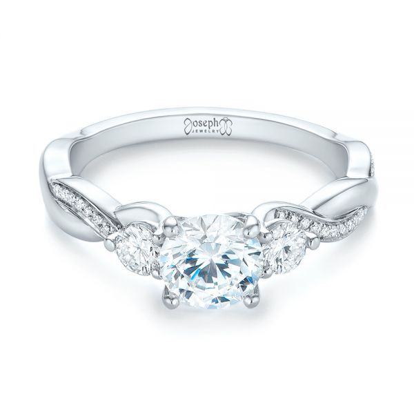 Platinum Three Stone Diamond Engagement Ring - Flat View - 104011
