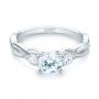  Platinum Three Stone Diamond Engagement Ring - Flat View -  104011 - Thumbnail