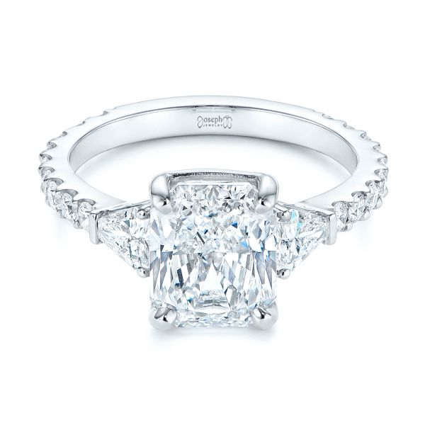 18k White Gold 18k White Gold Three Stone Diamond Engagement Ring - Flat View -  105853