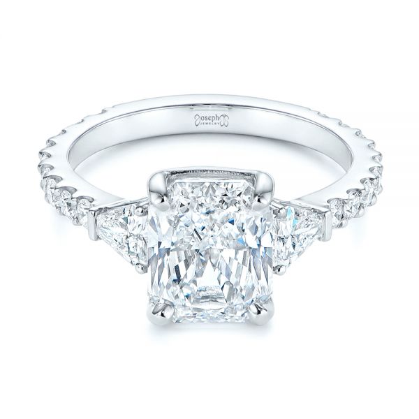 14k White Gold 14k White Gold Three Stone Diamond Engagement Ring - Flat View -  105853