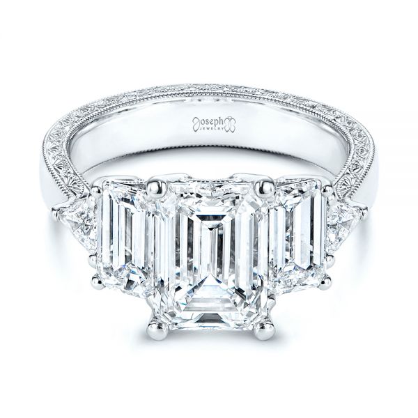  Platinum Platinum Three Stone Diamond Engagement Ring - Flat View -  106519