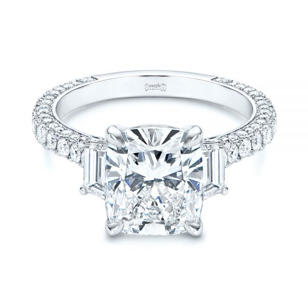  Platinum Three Stone Diamond Engagement Ring - Flat View -  106617