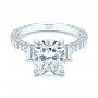  Platinum Three Stone Diamond Engagement Ring - Flat View -  106617 - Thumbnail