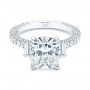  Platinum Three Stone Diamond Engagement Ring - Flat View -  106617 - Thumbnail