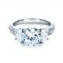 18k White Gold Three Stone Diamond Engagement Ring - Flat View -  1287 - Thumbnail