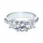 18k White Gold Three Stone Diamond Engagement Ring - Three-Quarter View -  171 - Thumbnail
