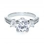 18k White Gold Three Stone Diamond Engagement Ring - Flat View -  208 - Thumbnail