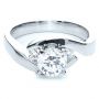 14k White Gold Three Stone Diamond Engagement Ring - Flat View -  214 - Thumbnail