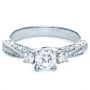 18k White Gold Three Stone Diamond Engagement Ring - Flat View -  236 - Thumbnail