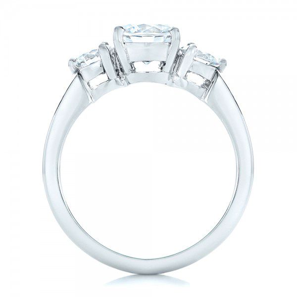 18k White Gold 18k White Gold Three Stone Diamond Engagement Ring - Front View -  100329