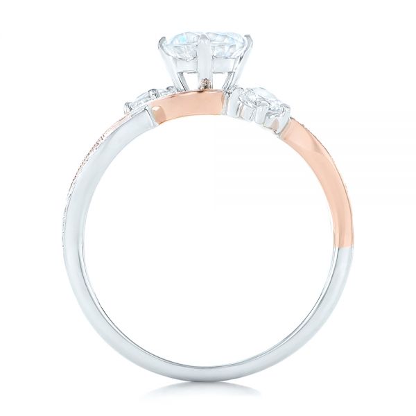 14k White Gold And 18K Gold 14k White Gold And 18K Gold Three Stone Diamond Engagement Ring - Front View -  102088