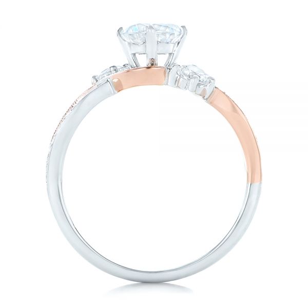 14k White Gold And 14K Gold Three Stone Diamond Engagement Ring - Front View - 102088