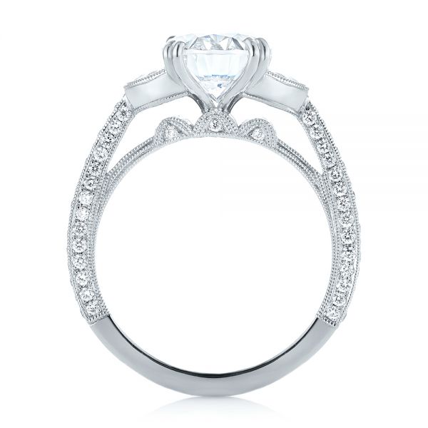 18k White Gold Three-stone Diamond Engagement Ring - Front View -  103774