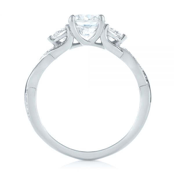 18k White Gold 18k White Gold Three Stone Diamond Engagement Ring - Front View -  104011
