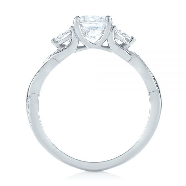 Platinum Three Stone Diamond Engagement Ring - Front View - 104011