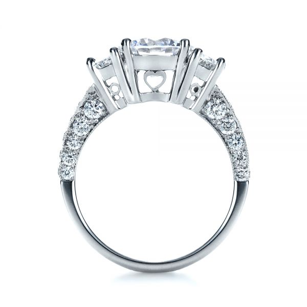 18k White Gold Three Stone Diamond Engagement Ring - Front View -  1287