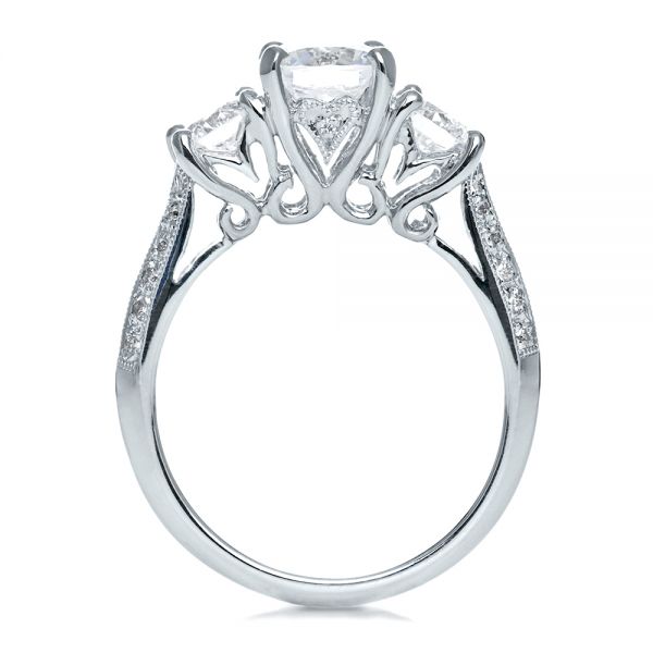 18k White Gold Three Stone Diamond Engagement Ring - Front View -  171