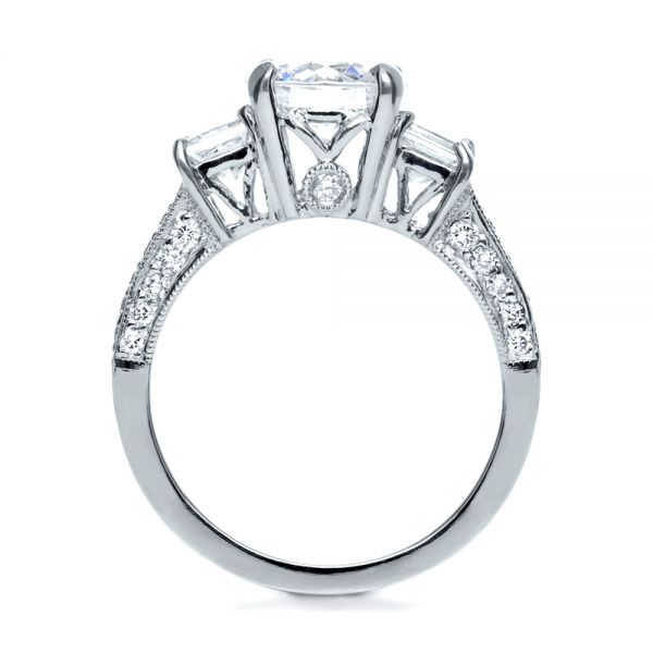 14k White Gold 14k White Gold Three Stone Diamond Engagement Ring - Front View -  208