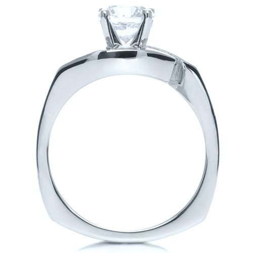 14k White Gold Three Stone Diamond Engagement Ring - Front View - 214