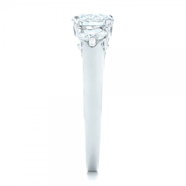 18k White Gold 18k White Gold Three Stone Diamond Engagement Ring - Side View -  100329