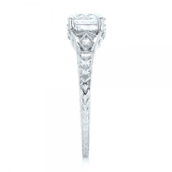 18k White Gold Three-stone Diamond Engagement Ring - Side View -  102674