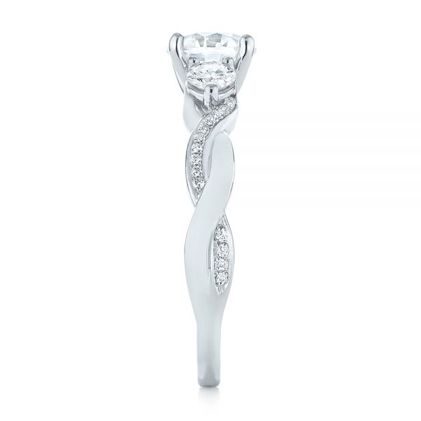 Platinum Three Stone Diamond Engagement Ring - Side View - 104011