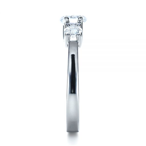 14k White Gold Three Stone Diamond Engagement Ring - Side View - 1286