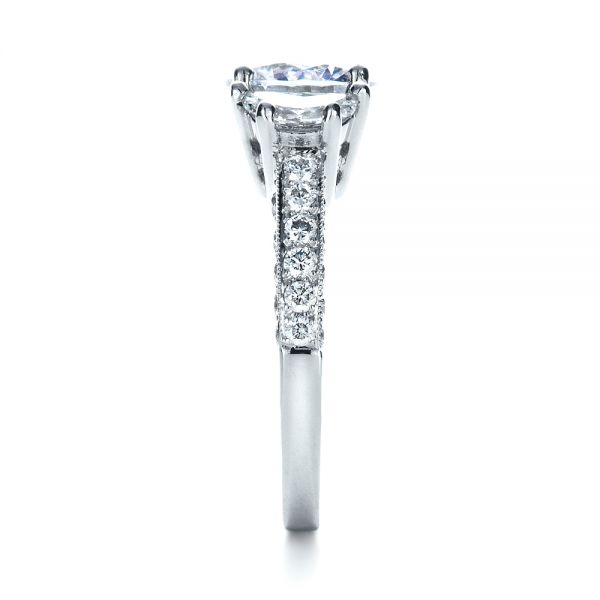 18k White Gold Three Stone Diamond Engagement Ring - Side View -  1287