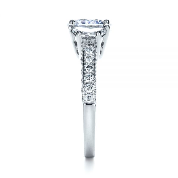 18k White Gold Three Stone Diamond Engagement Ring - Side View - 1287
