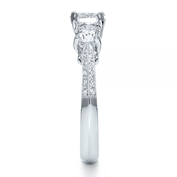 18k White Gold Three Stone Diamond Engagement Ring - Side View -  171