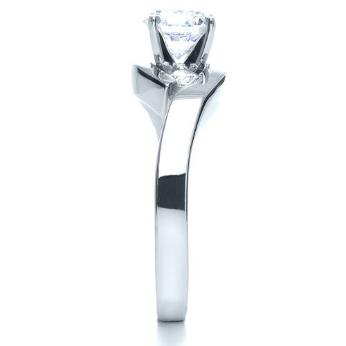14k White Gold Three Stone Diamond Engagement Ring - Side View - 214