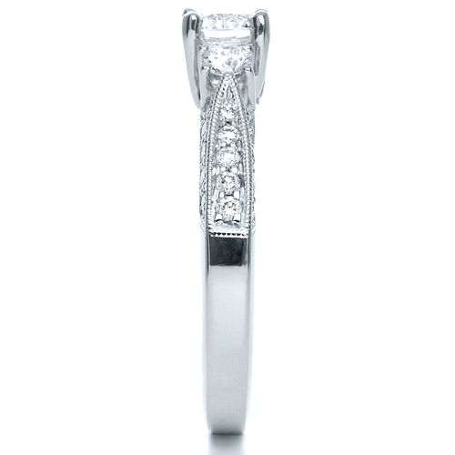 18k White Gold Three Stone Diamond Engagement Ring - Side View -  236