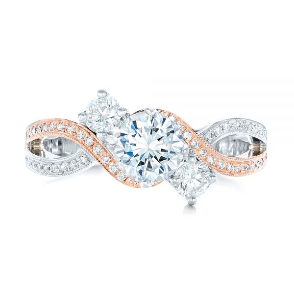  Platinum And Platinum Platinum And Platinum Three Stone Diamond Engagement Ring - Top View -  102088