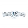  Platinum Three Stone Diamond Engagement Ring - Top View -  104011 - Thumbnail