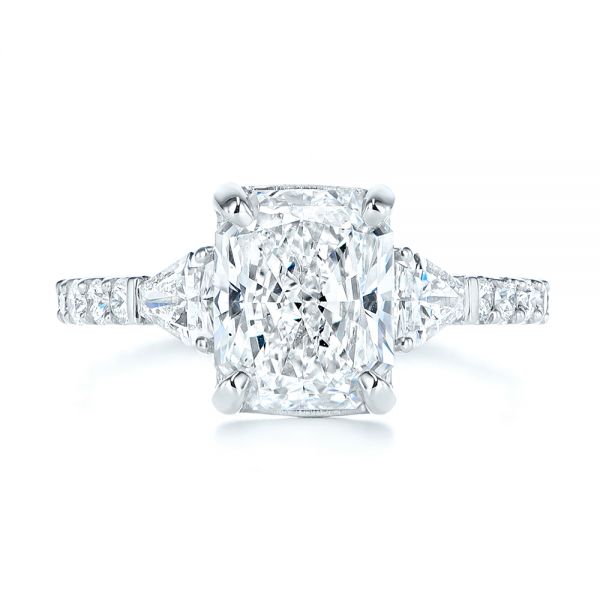 18k White Gold 18k White Gold Three Stone Diamond Engagement Ring - Top View -  105853