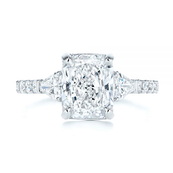 14k White Gold 14k White Gold Three Stone Diamond Engagement Ring - Top View -  105853