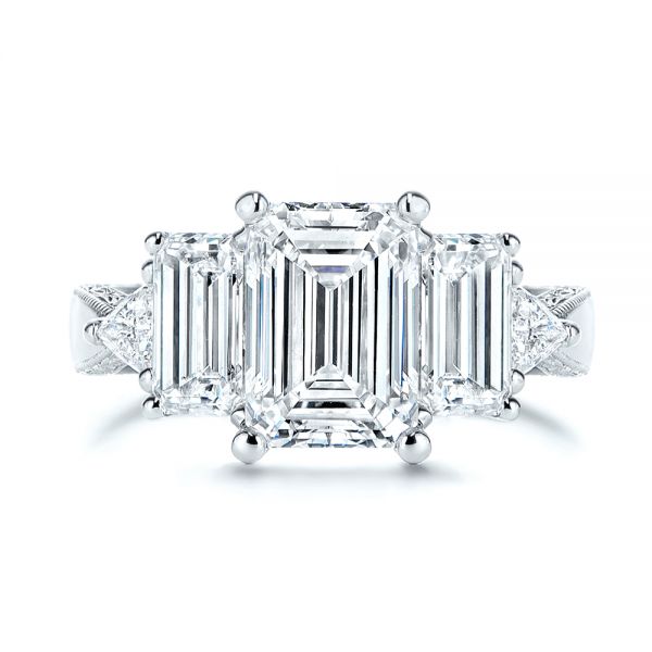 Platinum Platinum Three Stone Diamond Engagement Ring - Top View -  106519