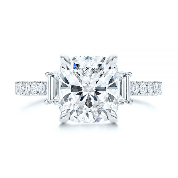  Platinum Three Stone Diamond Engagement Ring - Top View -  106617