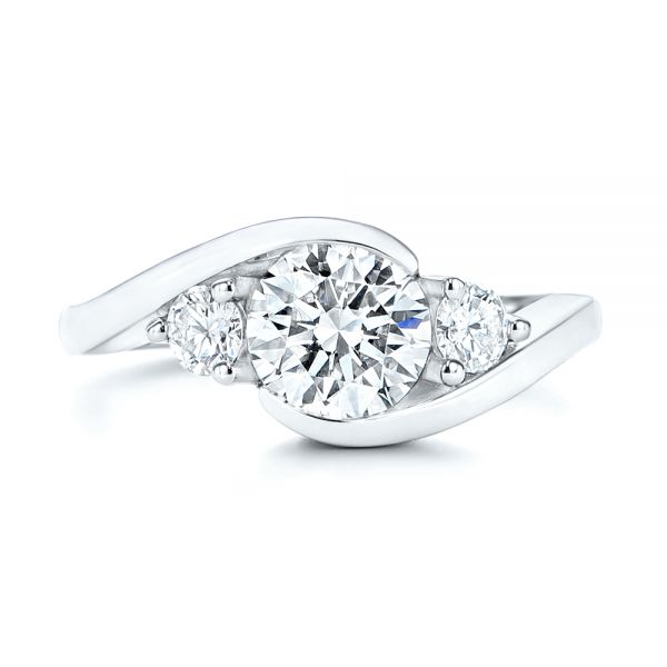  Platinum Platinum Three Stone Diamond Engagement Ring - Top View -  106683