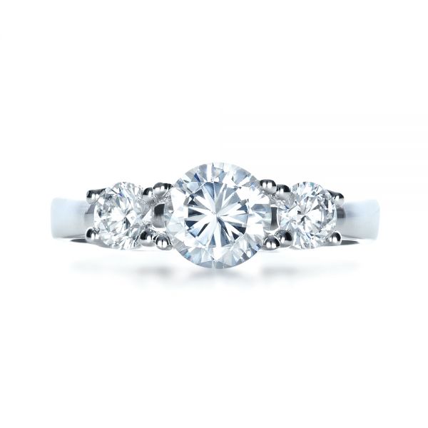 18k White Gold 18k White Gold Three Stone Diamond Engagement Ring - Top View -  1286