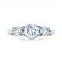 14k White Gold Three Stone Diamond Engagement Ring - Top View -  1286 - Thumbnail