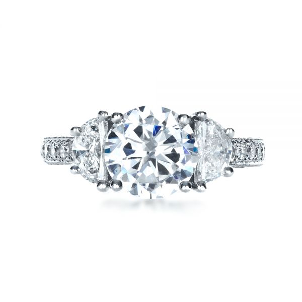 18k White Gold Three Stone Diamond Engagement Ring - Top View - 1287