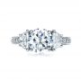 18k White Gold Three Stone Diamond Engagement Ring - Top View -  1287 - Thumbnail