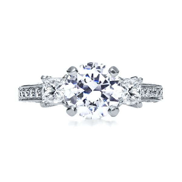 Platinum Platinum Three Stone Diamond Engagement Ring - Top View - 208