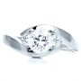 14k White Gold Three Stone Diamond Engagement Ring - Top View -  214 - Thumbnail