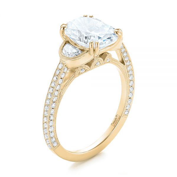 18k Yellow Gold 18k Yellow Gold Three-stone Diamond Engagement Ring - Three-Quarter View -  103774