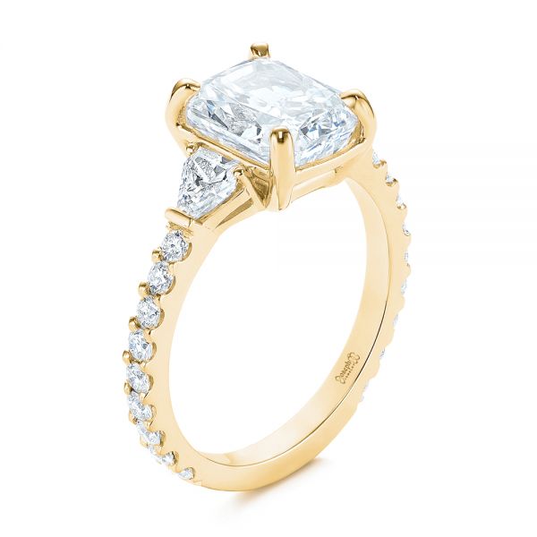 18k Yellow Gold 18k Yellow Gold Three Stone Diamond Engagement Ring - Three-Quarter View -  105853