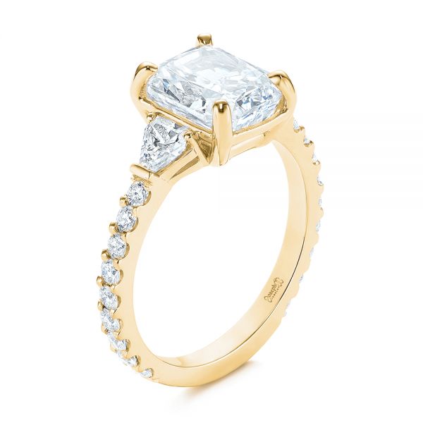 14k Yellow Gold 14k Yellow Gold Three Stone Diamond Engagement Ring - Three-Quarter View -  105853