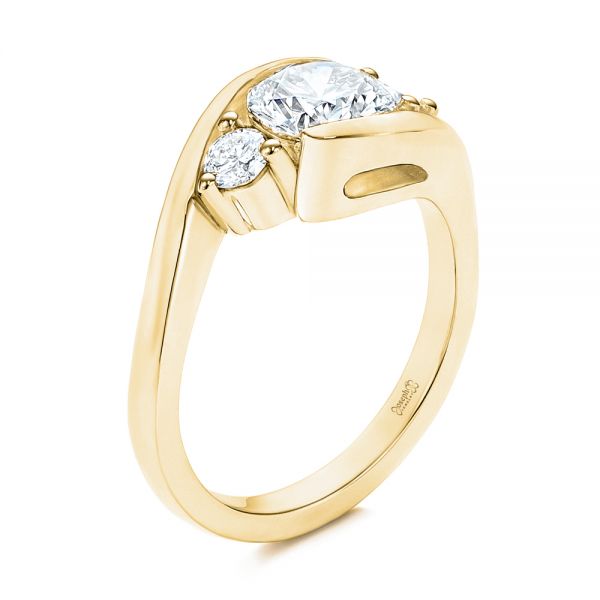 18k Yellow Gold 18k Yellow Gold Three Stone Diamond Engagement Ring - Three-Quarter View -  106683