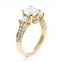 18k Yellow Gold 18k Yellow Gold Three Stone Diamond Engagement Ring - Three-Quarter View -  208 - Thumbnail